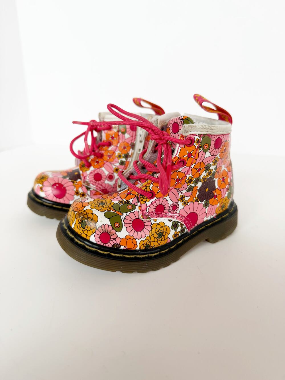 Dr. Martens Toddler Brooklee Pink Floral Boots- Toddler US Size 5